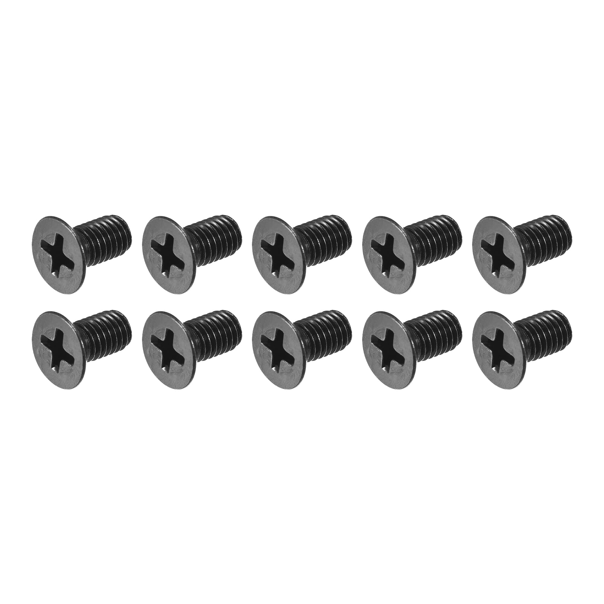 METALLIXITY Phillips Flat Head Screws (M5 x 10mm) 50Pcs, Carbon Steel Machine Screws - for Glasses Watch and Other Small Electronics, Black