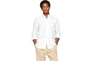 Tommy Hilfiger Mens Long Sleeve Oxford Shirts in Regular Fit, Men's Button Down Shirts, Also Available in Big and Tall