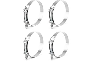 QWORK 4" T-Bolt Hose Clamp Stainless Steel, Working Range 108mm - 116mm for 4" Hose ID, Turbo Intake Intercooler Clamp, 4 Pac