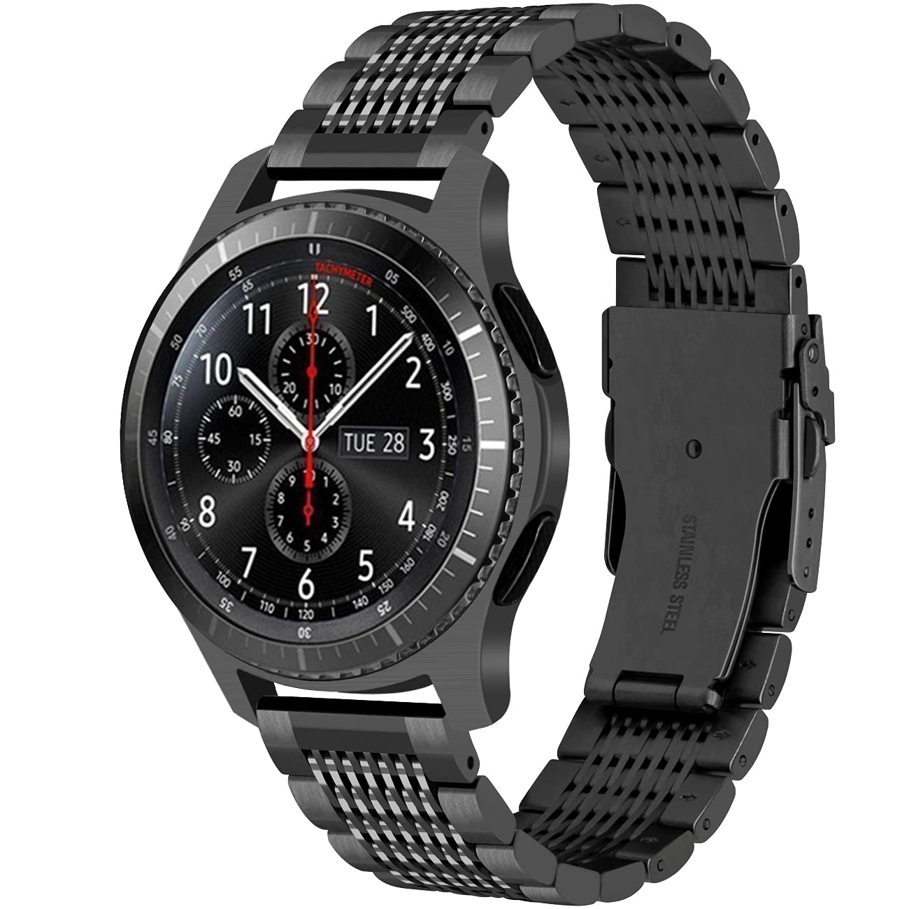 Juntan 22mm Stainless Steel Mesh Watch Band Compatible for Samsung Galaxy Watch 3 45mm Galaxy Watch 46mm Gear S3 Frontier Classic Bracelet Black