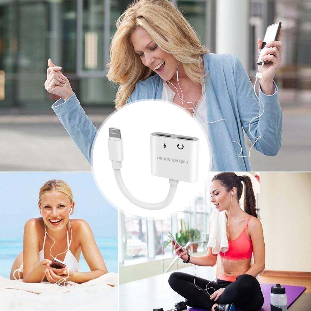 Compatible Adapter & Splitter, Dual Headphone Audio & Charge Adapter，2 in 1 Dual Adapter for Jack Call + Sync + Charging + Music for iPhone X/8/8Plus/7/7Plus