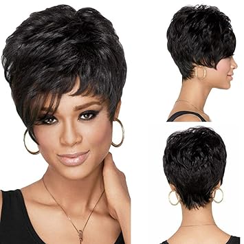 Benfa Ladies General Fashion Black Wig High Temperature Silk Short