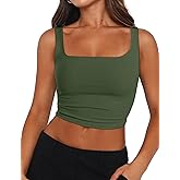 Zeagoo Women's Square Neck Sleeveless Crop Tops 2026 Cute Double Layer Casual Slim Fit Trendy Tank Tops