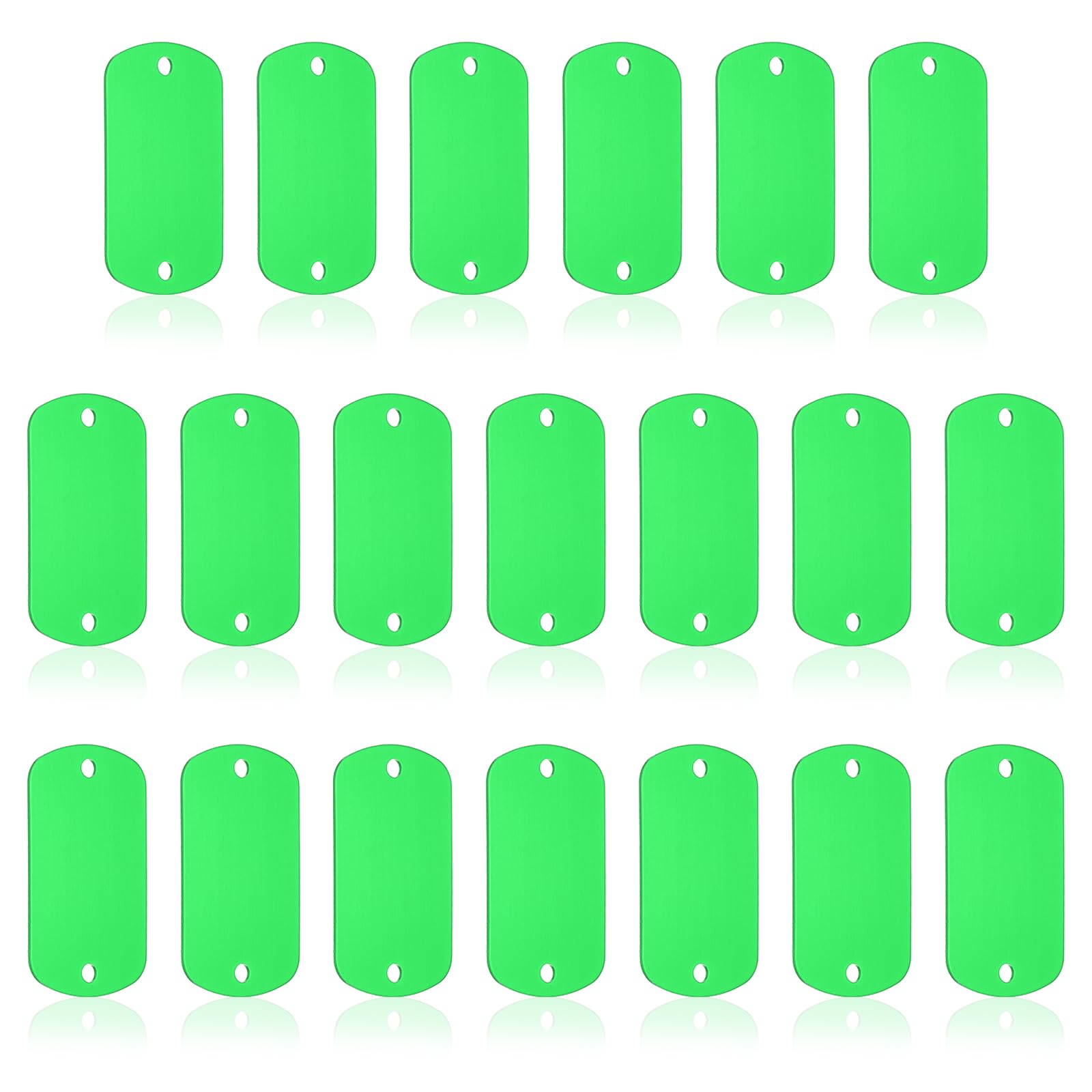 PATIKIL 20pcs Metal Stamping Blanks, Rectangle Stamping Tags Blanks Aluminum Plate DIY Name Tags 5x3cm Metal Engraving Blanks 2 Holes for Laser Engraving Stamping Craft Dog ID Tags, Green