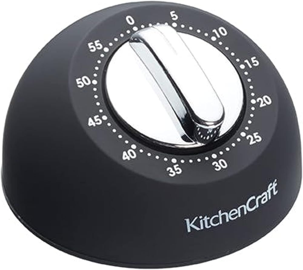 KitchenCraft Mechanical Kitchen Timer 1 Hour Soft Touch Chrome Finish