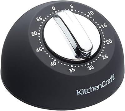 KitchenCraft Mechanical Kitchen Timer 1 Hour Soft Touch Chrome Finish