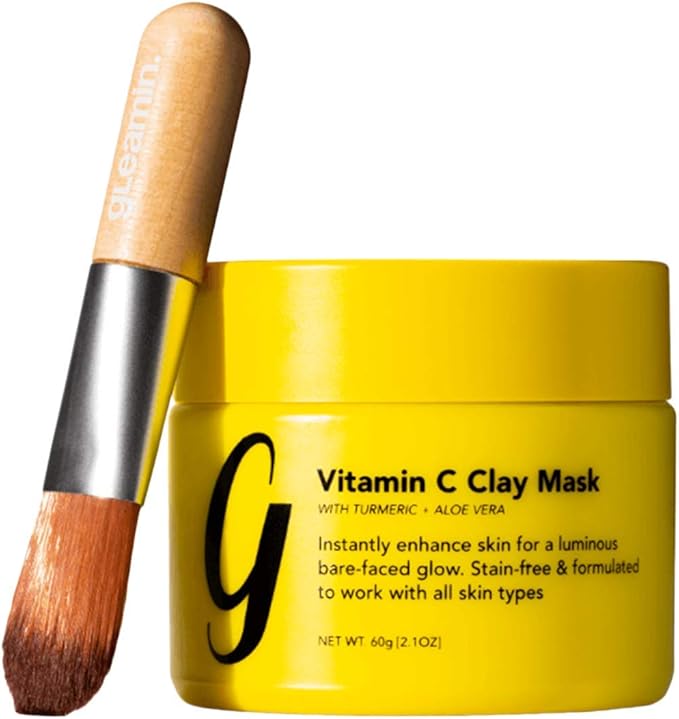 Gleamin Turmeric Vitamin C Clay Mask & Mask Brush Clay Face Mask with