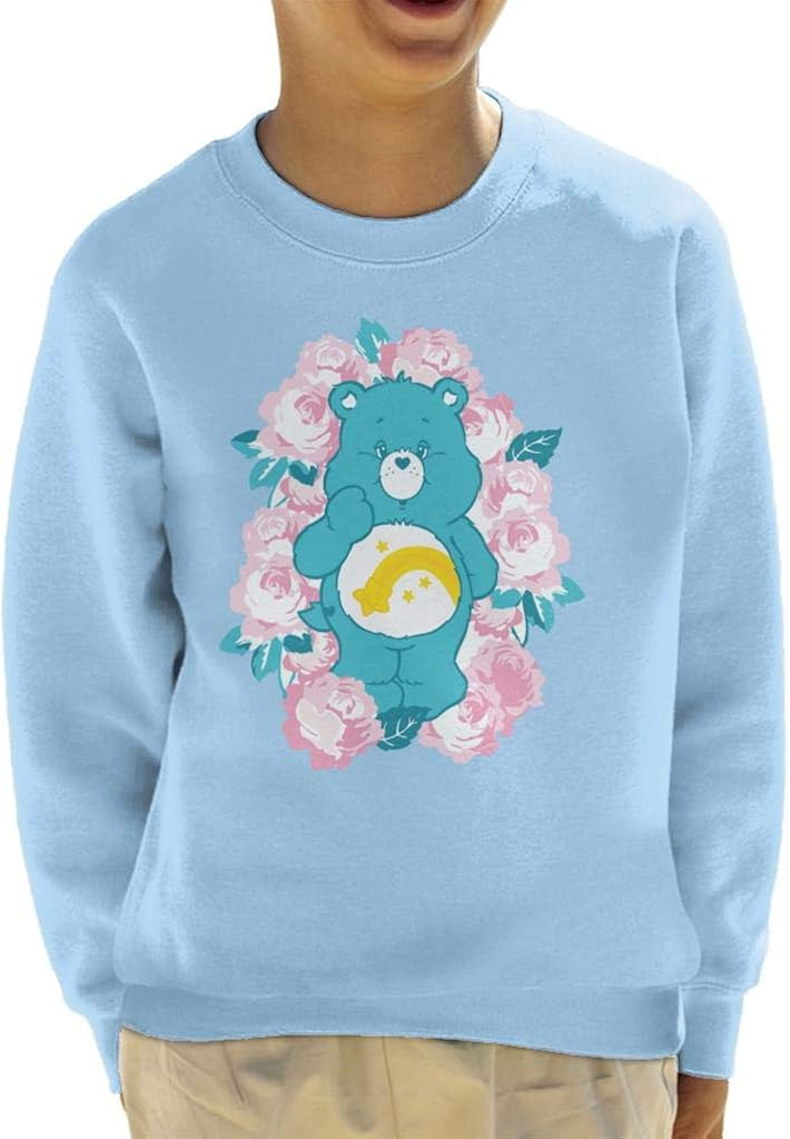 Care Bears Wish Bear Pink Flowers Kid's Sweatshirt Amazon.co.uk Clothing