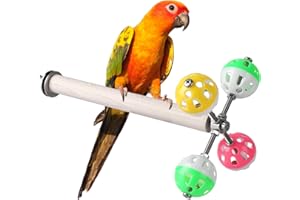 Teniinet Stand Perch Toy with Rotating Balls for Birds, Parakeets, Budgies, Cockatiels, Parrots, Budgerigars, Conures, Parrotlets, Ringnecks, Lovebirds (1Pcs)