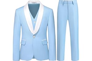 LAMGOOL Boy Suits 3 Piece Slim Fit Formal Suit Set with Tuxedo Jacket Vest Pants for Kids Wedding Ring Bearer Party