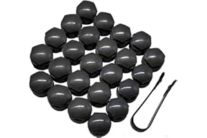 XUKEY Wheel Center Caps for Audi: 20pcs 25mm Wheel Hub Lug Nut Bolt Caps Designed for Audi A1 A2 A3 A4 A5 A6 A7 A8 Q3 Q5 TT S3 S5 S6 S8 RS3 RS4 RS5 RS6 R8 with 4 Locking Caps + Removal Tool (Black)