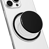 Svanove Magnetic Cell Phone Grip Compatible with Magsafe, Collapsible Phone Stand Holder Round Expanding Kickstand for iPhone Samsung Mobile Phones, Cute Soft Silicone Glossy Jelly, Black