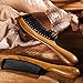 TecUnite 2 Pieces Hair Combs, Wide Tooth Hair Comb and Fine Tooth Hair Brush, Green Sandalwood Buffalo Horn Combs for Women, Men and Girls