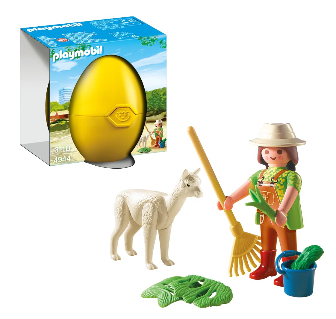 Playmobil 4944 Zookeeper with Alpaca Gift Egg, great gifting and travel toy, fun imaginative role-play, playset suitable for children ages 4+ years