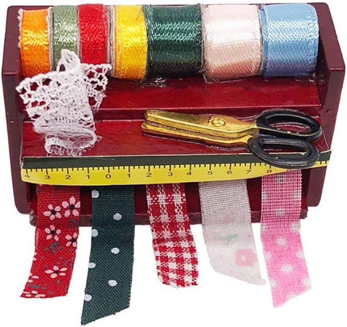 Xuways 1:12 Scale Miniature Needlework Kit Sewing Supply Needle Box Tools Toys Dollhouse Home Accessories for Kids Toddlers Pre-K