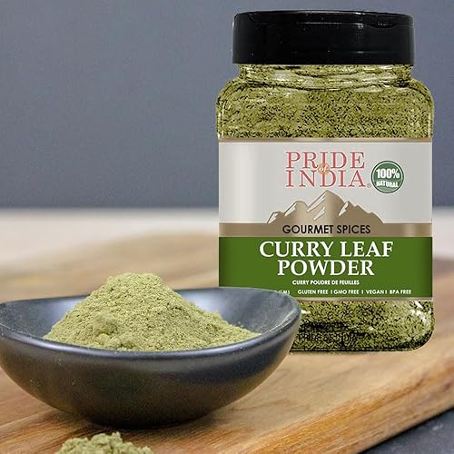 Pride Of India Natural Curry Leaf Powder Ground oz (200 gm) Resealable  Pouch Fresh Aroma Distinct Tast