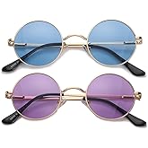 HJSTES Polarized Round Sunglasses Womens Men Retro Hippie Glasses Small Circle Sunnies