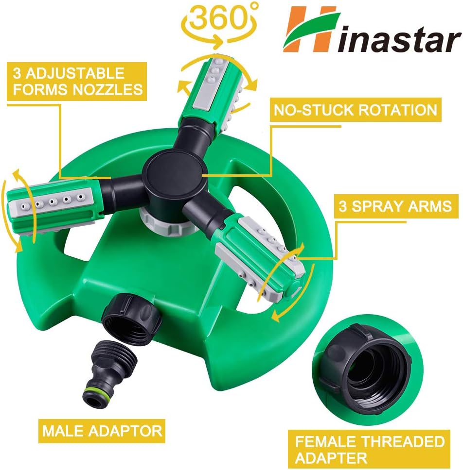Hinastar Lawn Sprinkler, Automatic Garden Water Sprinkler, Upgrade 360 Degree Rotation Irrigation System, Large Area Coverage, Sprinkler for Yard, Lawn, Kids and Garden : Garden & Outdoor