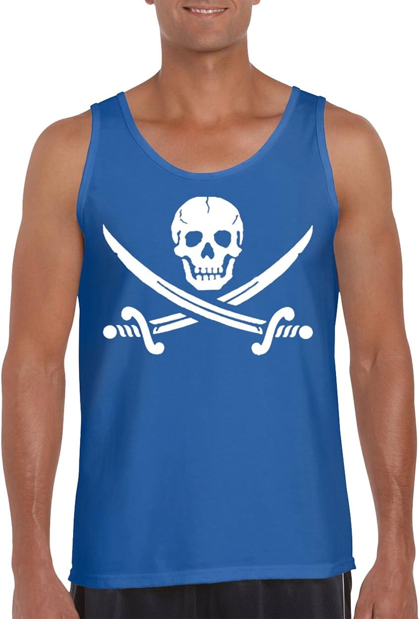 Jolly Roger Pirate Flag with Cross Swords Men's Tank Top Shirt for Men
