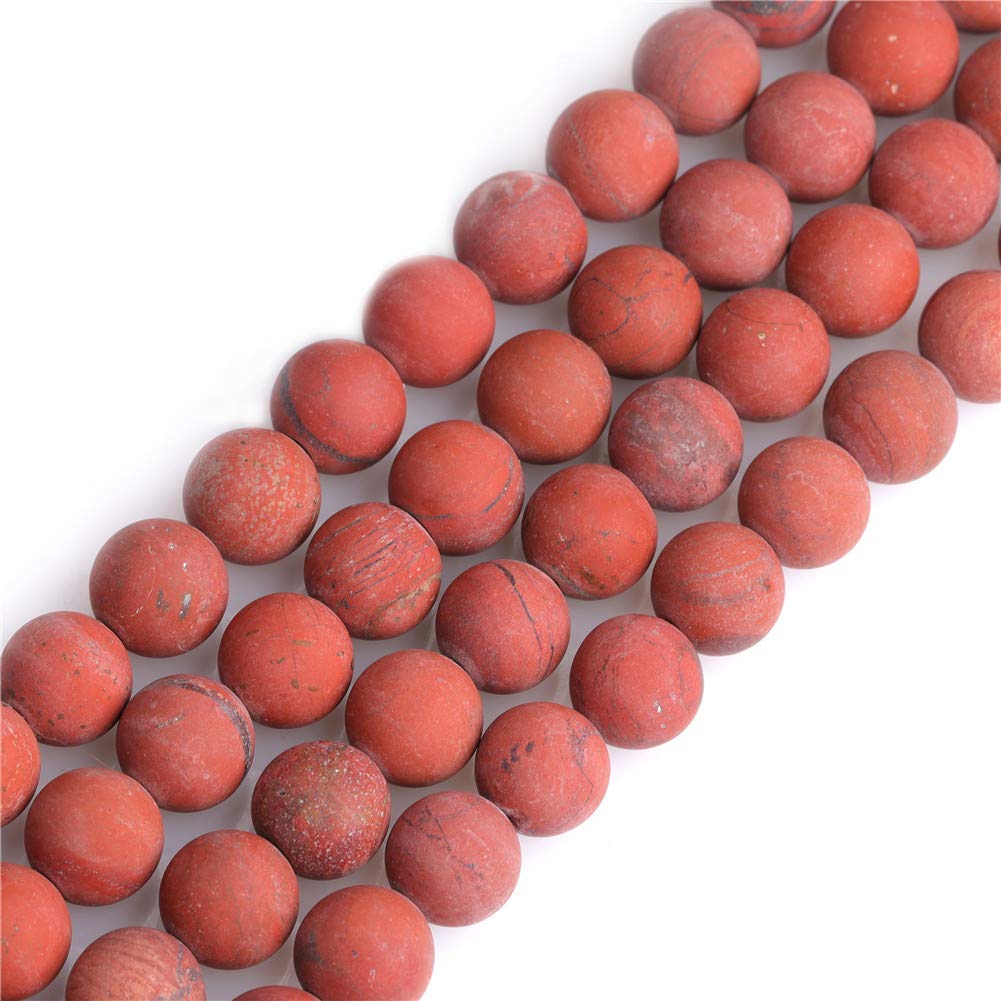 SHGbeads 10mm Frost Matte Red Jasper Semi Precious Gemstone Round Loose Beads for Jewellery Making DIY Handmade Craft Supplies 15"