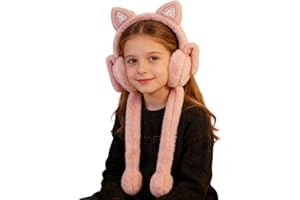 Cute Earmuffs for Women - Plush Warm Protector - with Movable Rabbit Ears Girls Ear Muffs | for Commuting, Outdoor, Sports,