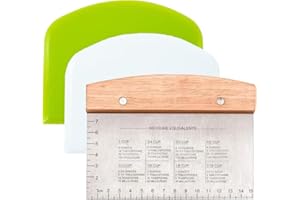 Premium Stainless Steel Dough Cutter and Scraper - Versatile Kitchen Utensil for Bread, Pizza, and Flat Top Griddles - Commer