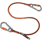 Ergodyne - 19828 Shock Absorbing Tool Lanyard with Two Locking Aluminum Carabiners, Tool Weight Capacity 15lbs, Squids 3118, Orange (3118F(x)), Standard