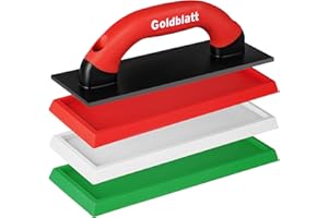 Goldblatt Grout Float with 3 Replaceable Pads, 3-3/4" x 9-5/8" Rubber Grout Float for Tile with Soft-Grip Handle, Tools for Floor & Wall Tiles, Smooth Application for Epoxy & Concrete