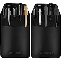 Aidunmis Pen Pocket Protector, 2 Pieces PU Leather Pocket Pen Holder Organizer Pouch for Shirts Lab Coats Pants Pen Sleeve -