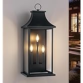 tewei 28'' Large Outdoor Wall Light, Porch Light Outdoor Wall Sconce Lantern, 3-Light Black Exterior Lighting Fixture Wall Mo