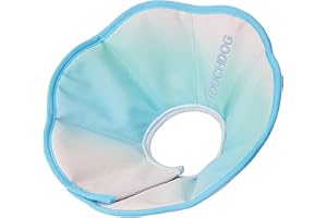 Touchdog Foldable Dog Cone Collar for Cats & Dogs - Adjustable Soft Recovery Collar with Waterproof PU Coating, Lightweight Design, 24.5cm/9.6in Wide Barrier (Blue Gradient Color, M)