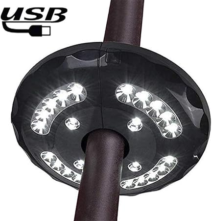 Gjnwrqcy Usb Rechargeable Led Patio Umbrella Lights 3 Brightness Modes Cordless 24leds Parasol Pole Lamp For Garden Patio Umbrellas Camping Tents Or Outdoor Bbq Use Amazon Co Uk Kitchen Home