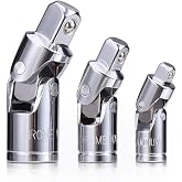 3PCS Universal Joint Socket Set, Cr-V Steel Swivel Socket Adapter Set | 1/4IN, 3/8IN, 1/2IN Drive Universal Joint Set