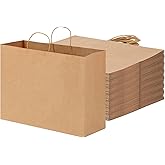 OUTUXED 60pcs 16x6x12 Inch Large Paper Bags with Handles, Kraft Brown Paper Gift Bags for Business, Merchandise, Gifts, Shopping, Retail Stores, Birthday Party