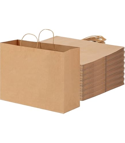 Tobvory Paper Bags With MSF2 Handles, 50 Pcs Kraft Paper Bags With Msf2 Nbsp Handles 50 Pcs Kraft 16x6x12 Inches Brown Bulk Large Recycled Bags Shopping Gift Retail For Small Business Grocery - View #6