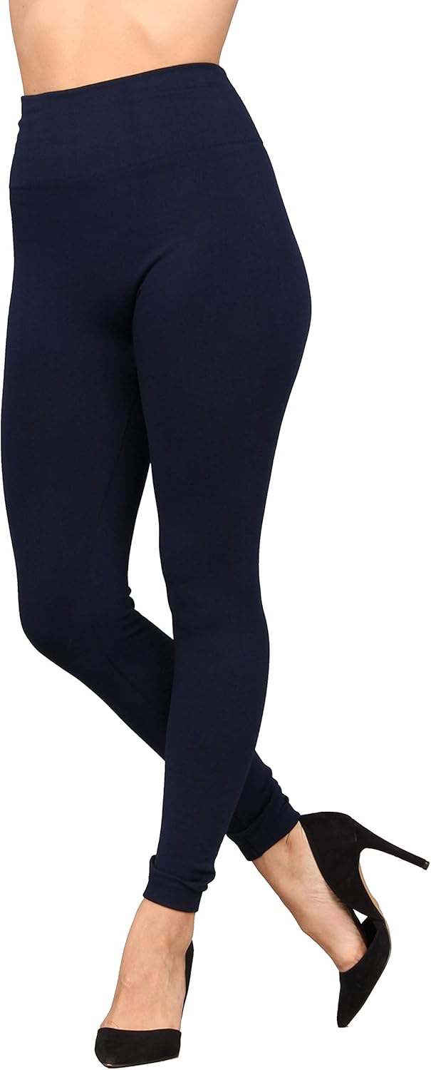 Lildy Women's Seamless Fleece Leggings (2 Pack) High Waistband No See