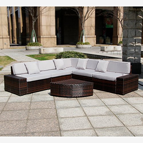 New 6 Pieces Patio PE Rattan Wicker Sofa Sectional Furniture Sets