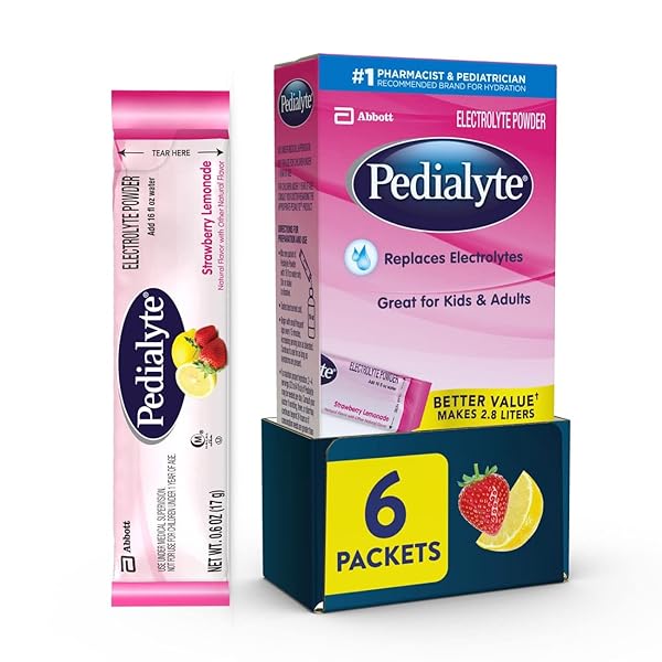 PEDIALYTE ELECTROLYTE POWDER STRAWBERRY LEMONADE, 6 COUNT (PACK OF 1)