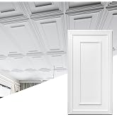 Art3d PVC Ceiling Tiles, 3D Plastic Sheet in White, 2 &times; 4 ft, 12-Pack | Lightweight, Waterproof, No Sag and Breakage, Compatible with Grid System, Perfect for Basement, Kitchen