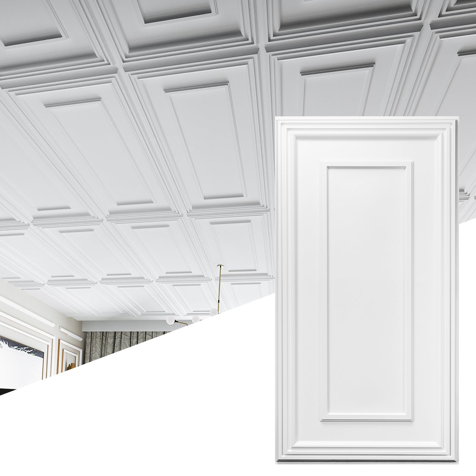 Photo 1 of *PARTIAL SET - See Clerk Notes*
Art3d Drop Ceiling Tiles, 24x48in. White (12-Pack), Polyvinyl Chloride (PVC), Glue Down