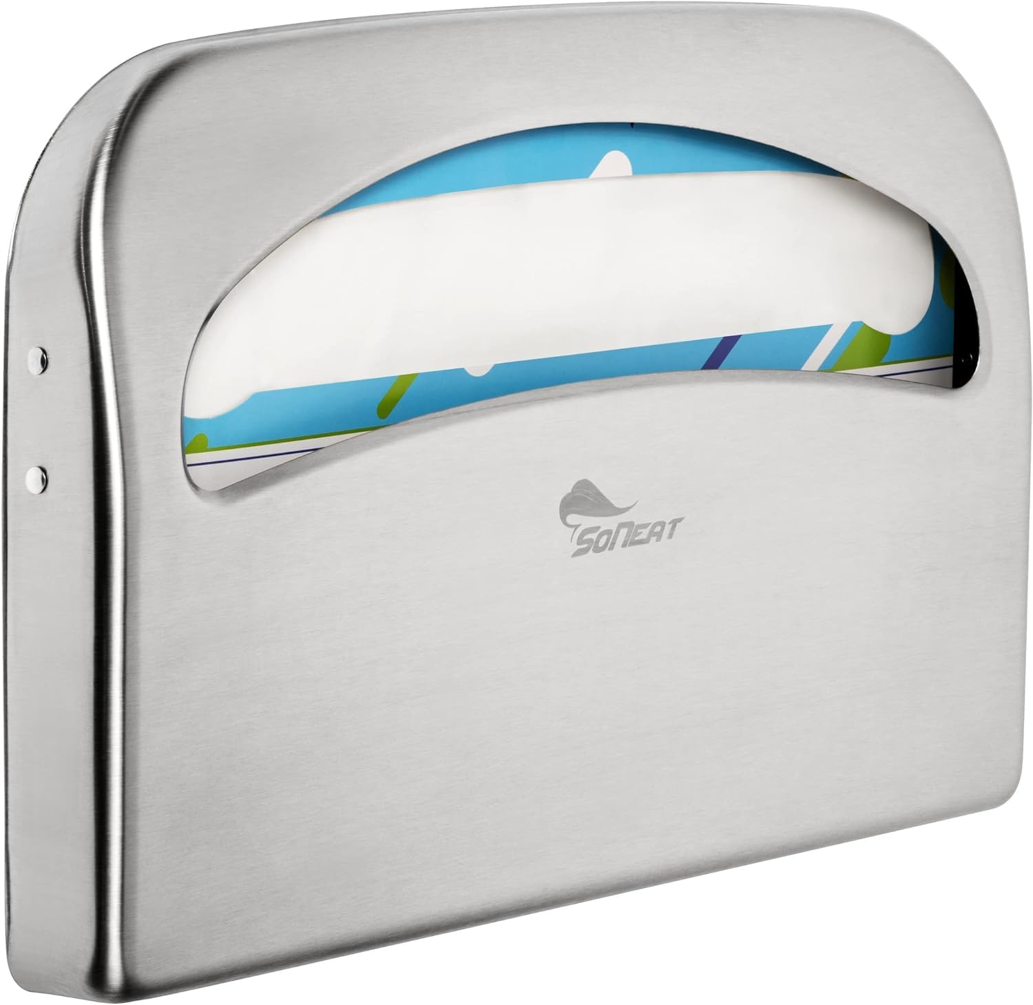 Photo 1 of SoNeat Toilet Seat Covers Dispenser - Half Fold Stainless Steel Wall Mounted Toilet Seat Cover Holder for Commercial, Office, Restaurants, Hospitals and Schools, 16.81 Inches, 500 Seat Covers Capacity