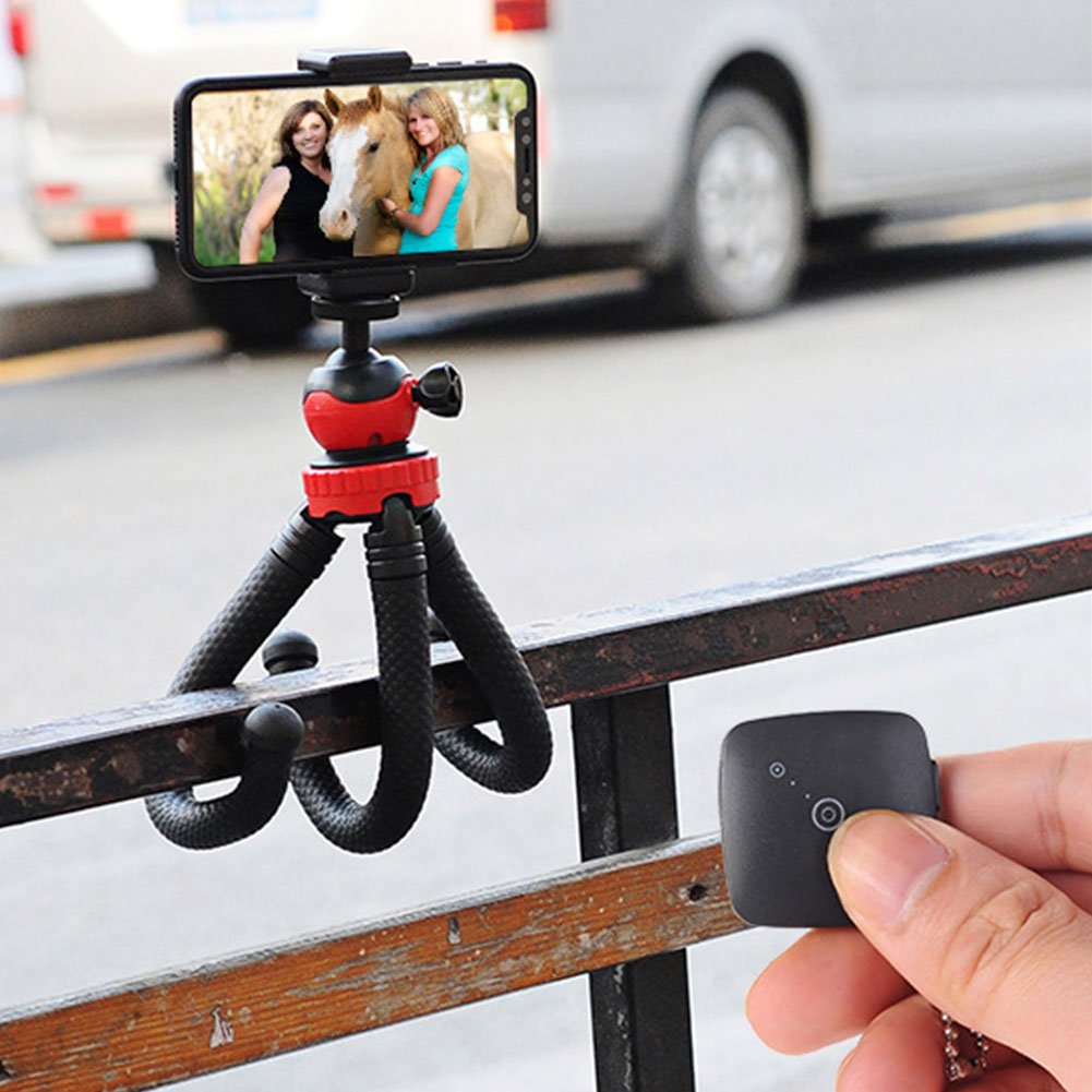 SHiZAK Flexible Ball Head Tripod with Bluetooth Remote Shutter Control, Phone Mount Adapter, Gopro Adapter for Gopro, Camera, Phone, etc.