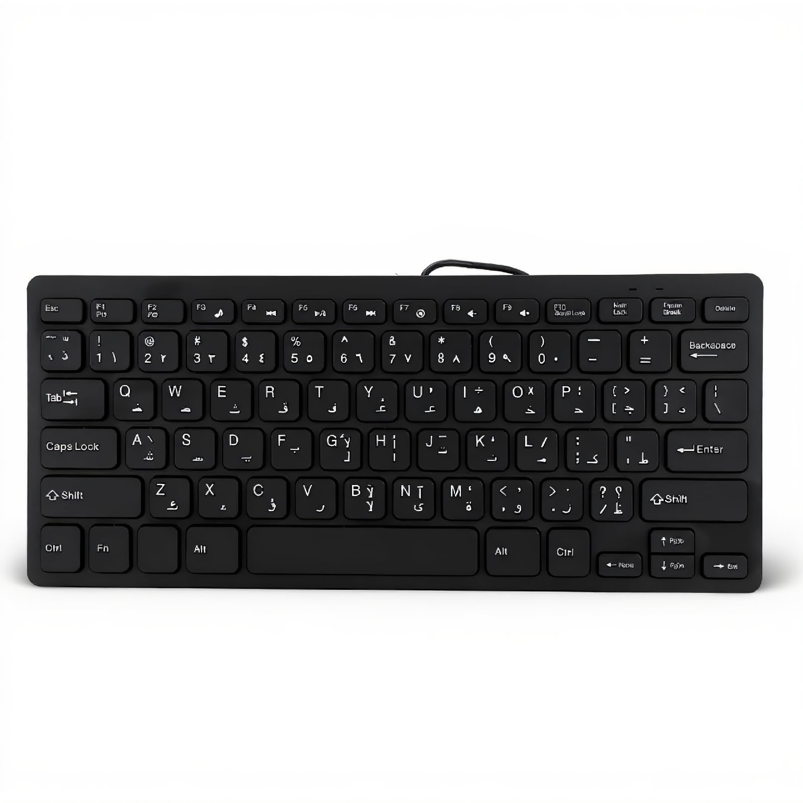 ASHATA Arabic Keyboard,Bilingual Arabic and English Keyboard Wired USB Connection Bilingual Language Wired Keyboard,White Letters Over Black Keys