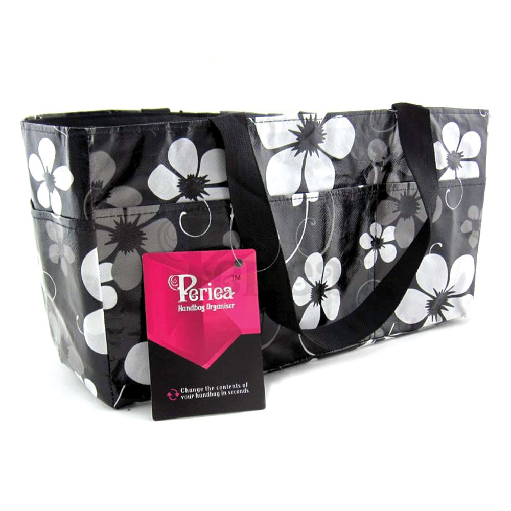 Periea Handbag Organiser, Liner, Insert 16 Pockets Extra Large Black
