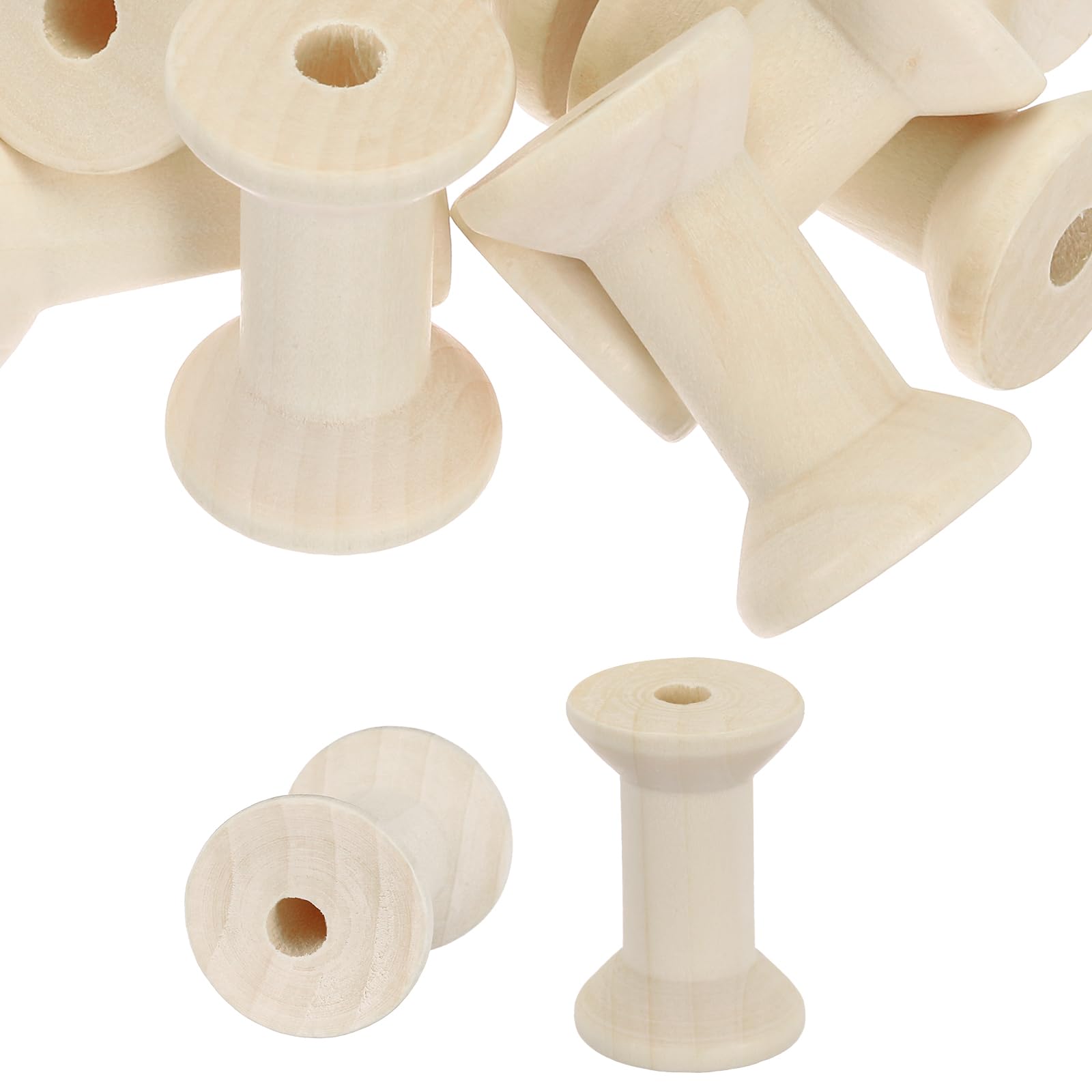 PATIKIL Wooden Empty Spools 3.1" x 1.7", 3Pcs Unfinished Wood Sewing Thread Spool Natural Wire Weaving Bobbins for Crafts Embroidery, Wood Color