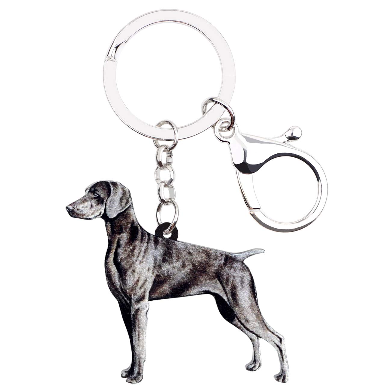 NEWEI Acrylic Dog Keychain Keyrings for Women Girls Cute Dog Keyfobs Gifs (Grey Weimaraner)