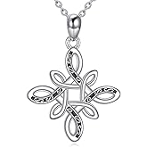 POPLYKE Nudo De Bruja Plata 925 Original Witches Knot Necklace for Women Men Sterling Silver Witch Knot Pendant Witchy Jewelry Gift for Women