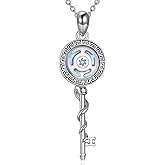 URONE Hecate Necklace 925 Sterling Silver Moonstone Wheel of Hecate Pendant Necklace Wiccan Jewelry Gifts for Women Men