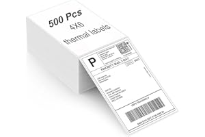 MBLABEL Thermal Direct Labels, 4"x6" Fanfold Thermal Label Printer Paper, Thermal Shipping Label Compatible with Zebra, MUNBYN and Rollo, Permanent Adhesive (500 Labels)