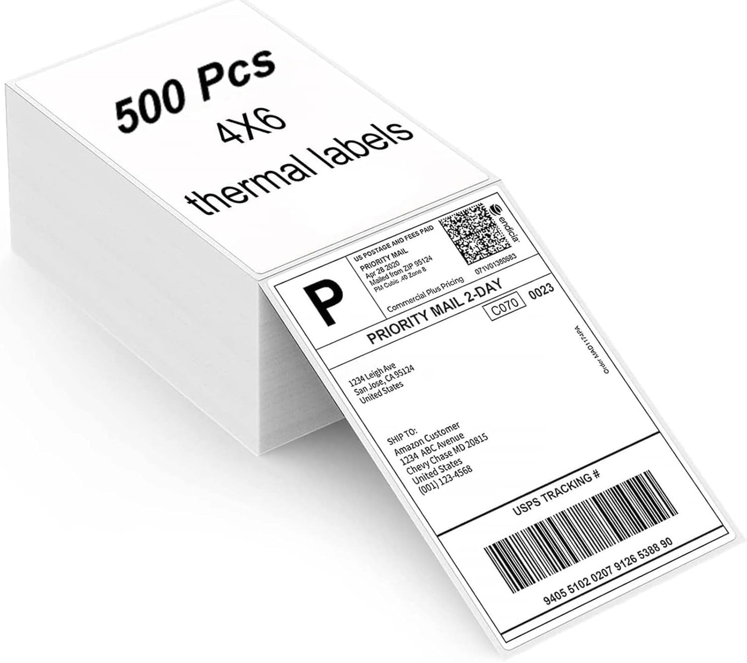 Photo 1 of MBLABEL Thermal Direct Labels, 4"x6" Fanfold Thermal Label Printer Paper, Thermal Shipping Label Compatible with Zebra, MUNBYN and Rollo, Permanent Adhesive (500 Labels)